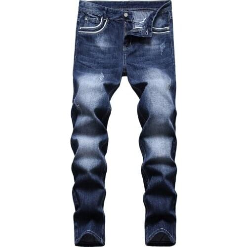 2021 New Brand Mens Straight Fit Jeans Casual Classic Style Fashion Denim Trousers Male Blue Pants Hombre 29-42