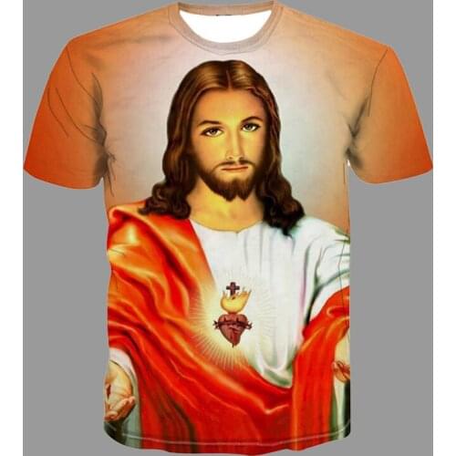 Summer Short Sleeve Breathable Mesh Men T-Shirt Redeemer Jesus 3d Print O-Neck Tops Casual Tshirt For Man Woman Tee Shirts 4XL