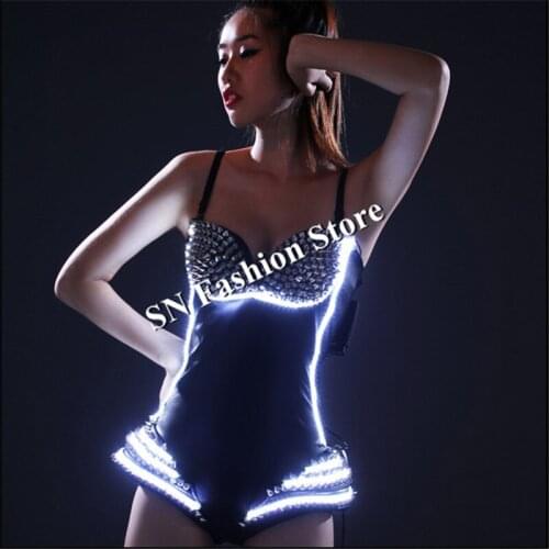 HN02 LED light ballroom Colorful costumes dresses/Bar Sexy party bra model dj disco wears pants dance clothes