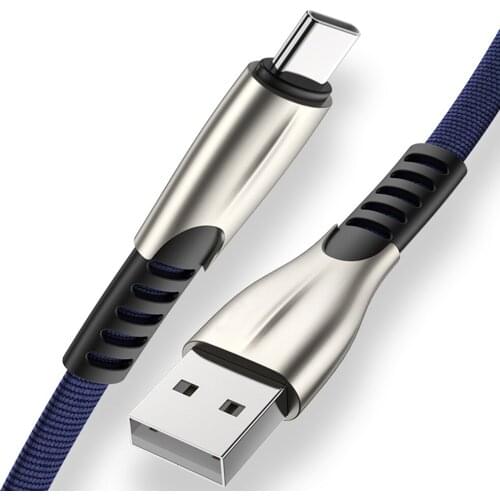 Type C Zinc USB Cable 1m 5V 2.8A Fast Charging Flat Nylon Type-C USB Cable for Huawei P30 pro Samsung S10