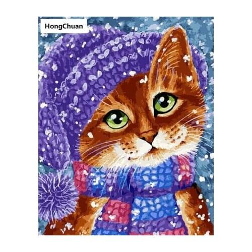 Scarf Cat Mural 5D DIY Full Square/Round Diamond Painting Diamond Embroidery Diamond Cross Stitch Home Decoration Gift