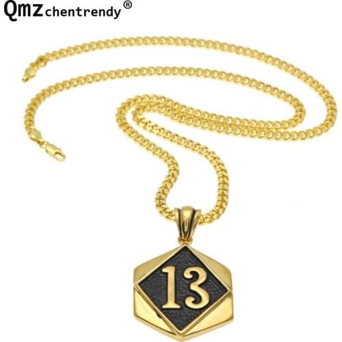 Hip Hop Bling Numeral NO.13 Army Card Pendant Necklaces Twisted Cuban Link Chain Necklaces For Mens Dog Tags Pendants Necklace