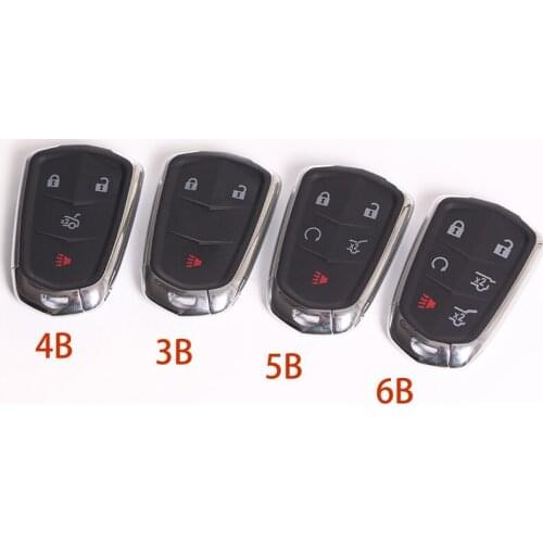3/4/5/6 Buttons Smart Remote Key Shell For CADILLAC SRX CTS ATS XTS Escalade ESV Key Shell Replacement WIth Round Sticker Logo