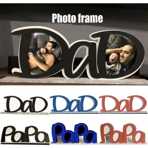 Creative Wooden Alphabet Dad PaPa Picture Photo Frame DIY Crafts Home Desktop Display Board Decoration Fathers Day Gifts