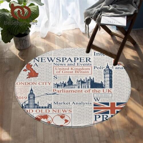 BeddingOutlet Newspaper Round Carpet for Bedroom UK London Chair Area Rug Magazine Floor Mat News Letters Classic Play Tent Mat