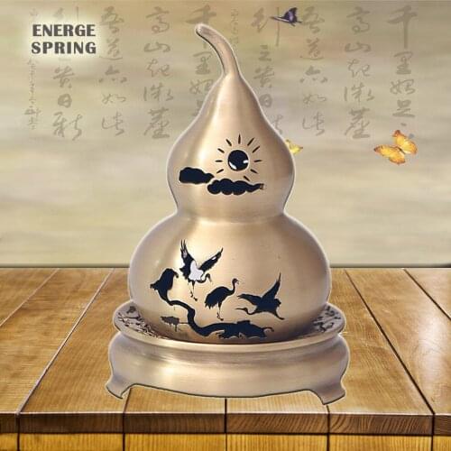 Brass Gourd Incense Burner Chinese Classical Sandalwood Incense Burner Crane Copper Incense Burner Retro Decorations