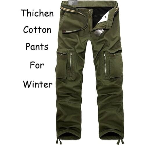 Winter Fleece Lined Mens Cargo Double Layer Pants 2020 Warm Military Cargo Pants Casual Long Baggy Army Tactical Trousers