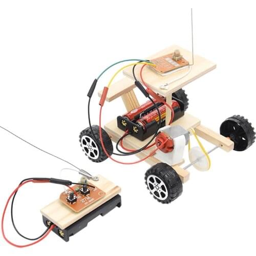DIY Wireless Remote Control Racing Model Kit Wood Kids Physical Science Experiments Toy Set Assembled Car Educational Toys