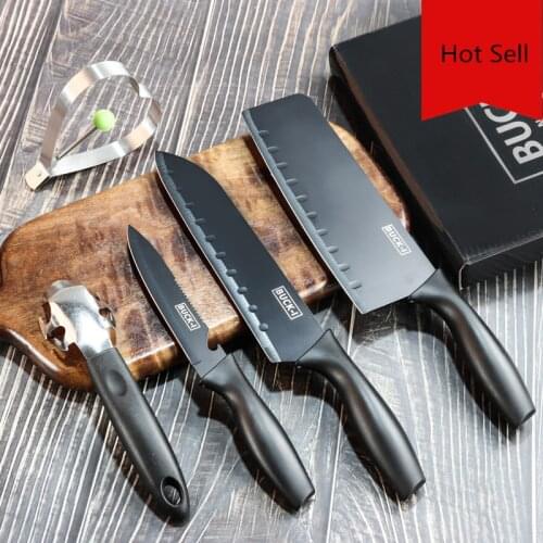 Five-piece Kitchen Kitchen Knife Black Steel Knife Set Stainless Steel Kitchen Utensils Household Knives
