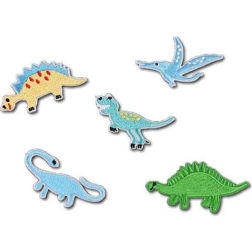 10pcs Cartoon Dinosaur Patches Embroidered Animal Stickers For Baby Hats Shoes Jeans Backpack Iron On Clothes Repair Applique