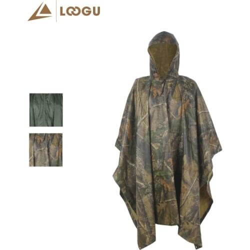 LOOGU Multifunction Camo Waterproof Men Women Motorcycle Rain Poncho for Hiking Hunting Camping Hiking Climbing Fishing Hunting