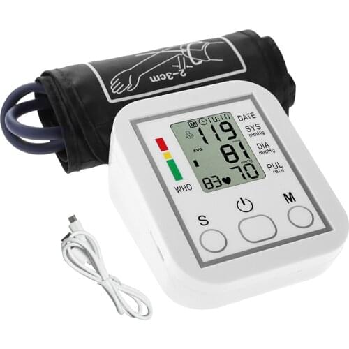 Portable Blood Pressure Monitor Household Sphygmomanometer Arm Band Type Digital Electronic Mini Blood Pressure Meter Tonometer