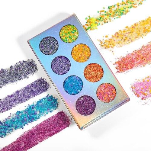 Pressed Glitter Eyeshadow Glow in the dark Shades UV Blacklight Eyeshadow Palette Fluorescent Makeup Kit Private Label cosmetics
