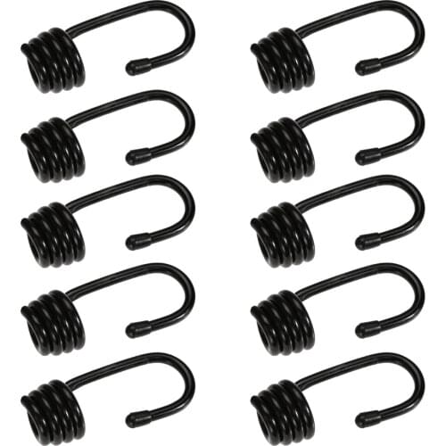 Wire Bungee Cord Hooks - Shock Cord - 10 Pcs Pack - 8mm - Plastic Coated - Boating Camping Auto Outdoor