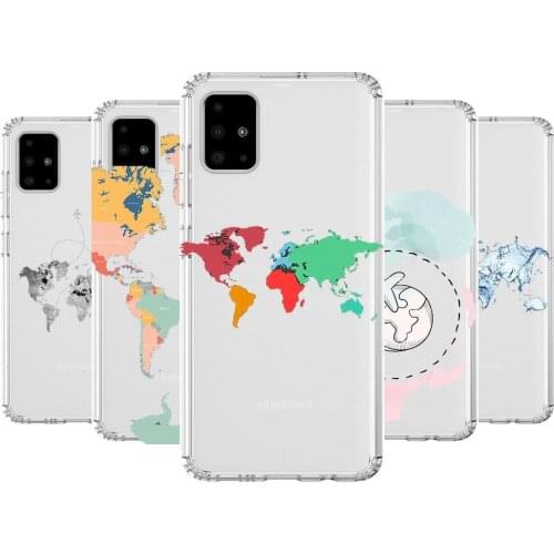 Luxury World Map trave Anime Style Transparent Phone Case Hull For Samsung Galaxy A50 A51 A20 A71 A70 A40 A30 A31 80 E 5G S Shel