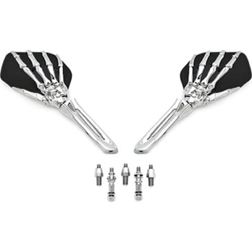 Brand NEW Black/Chrome Custom Motorcycle Skeleton Mirrors For Yamaha Road Star Warrior Midnight XV