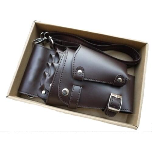 Hairdresser Barber Scissor Bag Salon Hairdressing Holster Pouch Case PU Leather Holder Styling Tools Waist Shoulder Belt