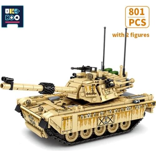 UKBOO 801PCS Military M1A2 Main Battle Tank Model Building Blocks WW2 Army Educational Brick Constructor Figure Toy for Children
