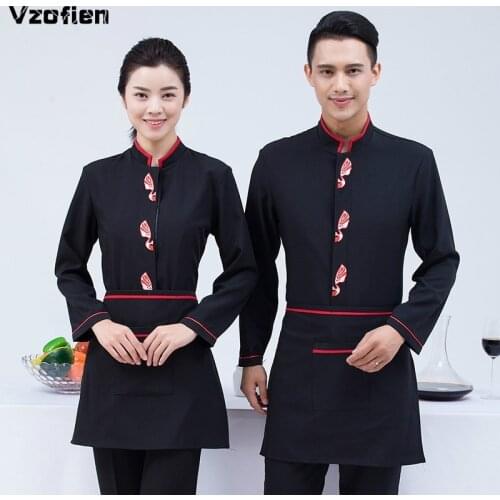 Long Sleeve Waiter Uniforms Food Service Catering Hotel Cook Clothing Autumn Winter Restaurant Overalls Farmhouse Chef Jacket
