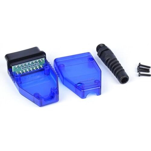 Universal OBD2 16 Pin Square Contact Type Car Connection Male Adaptor Plug with Screws