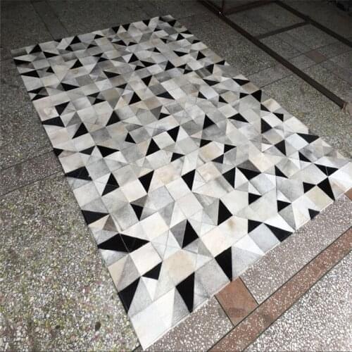 High Quality Cowhide Sew Handmade Rug Cowhides On-Hair Patchwork Cow Fur Carpets, Customizable size / color