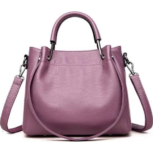 Womens Bag New Korean edition fashion handbag simple soft leather vintage bucket bag multi-functional shoulder cross-body bag
