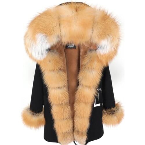 2020 new style to overcome womens mid-length real fox fur collar slim thick lining womens coat winter jacket