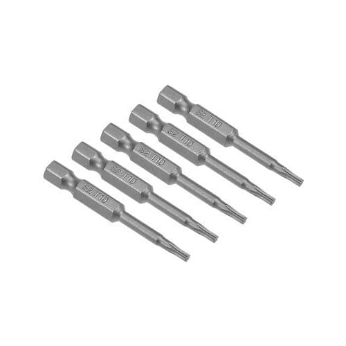 10pcs 50mm Long 1/4" Hex Shank T10 Torx Head Screwdriver Bits S2 High Alloy Steel