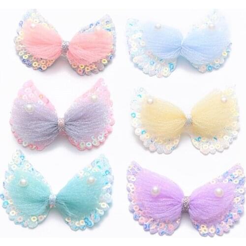 10pcs/lot 4.5*6cm Angel wing bowknot Appliques for Children Headwear Hair clip Accessories and Garment Accessories