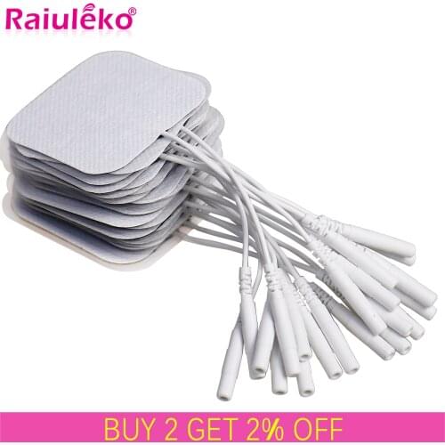 100/20p TENS Ems 5x5cm Electrode Pads Gel Nerve Muscle Stimulator Electrode Stickers Electrodes Physiotherapy Machine 2mm Plug
