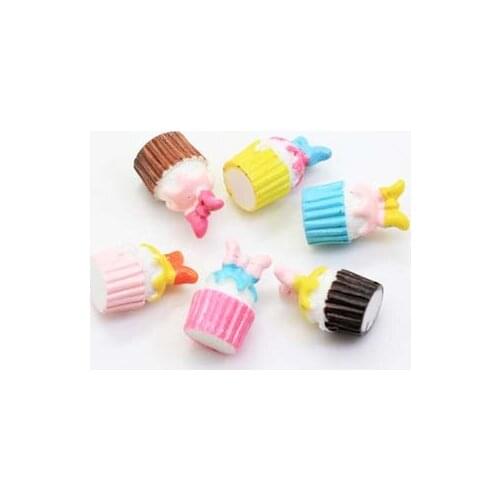 100/50pcs Resin Cupcake Bow Cute Simulation Cupcakes Kawaii Cabochons Flatback Resin Cabochons Diy Decoration Accessories