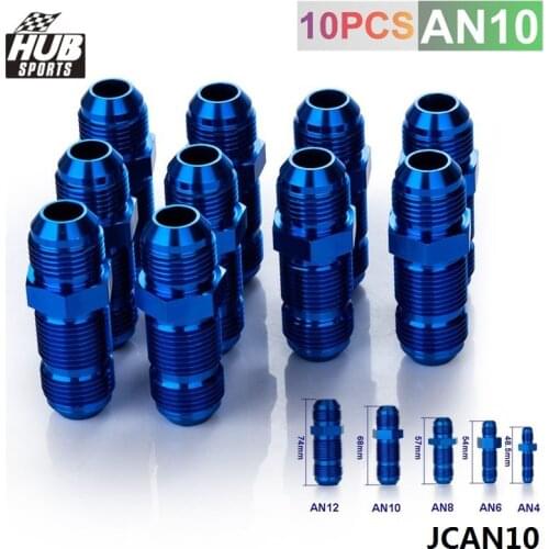 10AN AN10 AN-10 MALE THREAD STRAIGHT BULKHEAD FLARE BLUE ALUMINUM ANODIZE FITTING HU-JCAN10