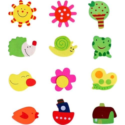 2018 12pcs/lot Cartoon Animal Numeral Wood Magnetic Fridge Magnet Stickers Refrigerator Souvenir Kids Gift Blackboard Decoration