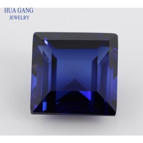 34# Blue Corundum Stones Square Shape Parallel Cut Synthetic Corundum Gems Stone For Jewelry Size 3x3~14x14mm Free Shipping
