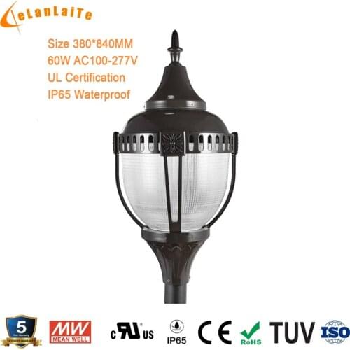 60w outdoor area lighting led post top light cul ul saa ce rohs led garden light with 5 years warranty and IP65 Waterproof
