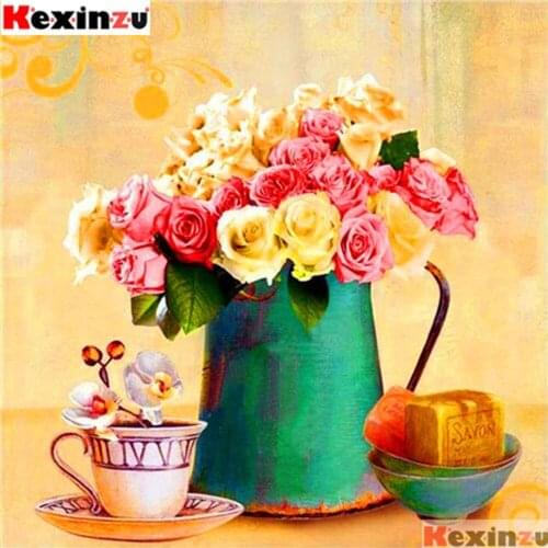 Full Square/Round Drill 5D DIY Diamond Painting"Coffee vase"3D Embroidery Kit Cross Stitch Rhinestone Mosaic Home Decor Gift X50