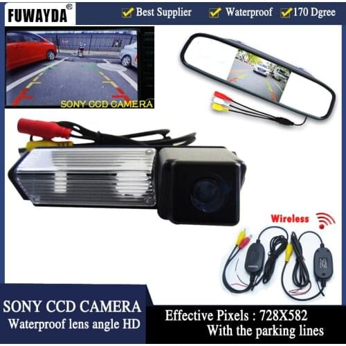 FUWAYDA Wireless Car Parking Assistance ,Wireless Rear view Camera 4.3" Mirror Monitor for Mitsubishi Challenger Grandis