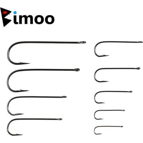 Bimoo 50pcs Long Shank Fishing Hook Aberdeen Long Shank Fish Hooks Nickel Brown