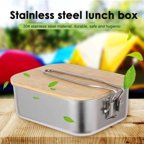 Household Lunch Box Bamboo Wood Cover Portable Students Picnic Bento Container Travelling Easy Carrying Portable Parts