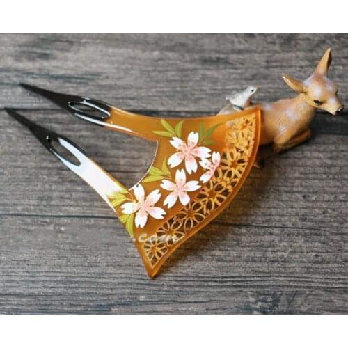 Cosmile japanese style Traditional Hairpin for women u-type Flower Hair Accessories Limited Cute cosplay cos Gift C