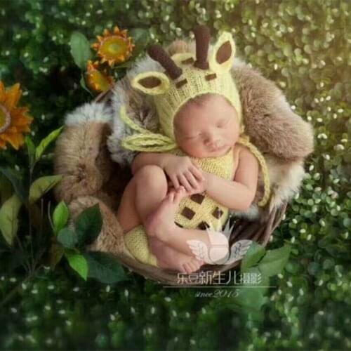 Handmade Mohair Baby Pants Knit Newborn Baby Animal Romper Set Vintage Reindeer Outfits Bonnet Hat Photography Props