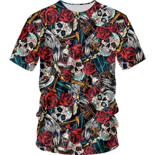 IFPD EU/US Size Skull Flower Cool 3D T Shirts Mens Wine Bottle 3D Printed Shirt Men Clothes Summer Homme Hip Hop Streetwear