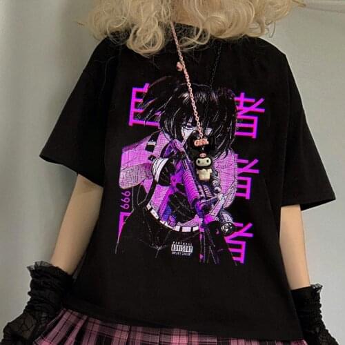 Harajuku Punk Steam Wave Mecha Warrior Girl Japanese Anime Printed JK Tops Summer Casual Chic Y2K Vintage Loose Women T-shirt