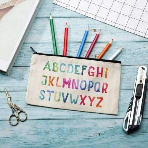 PPYY-Canvas Zip Bags Canvas Pencil Pouch Canvas Makeup Bags Blank Canvas Pencil Case DIY Craft Bags Cosmetic Pouch Makeup Bag