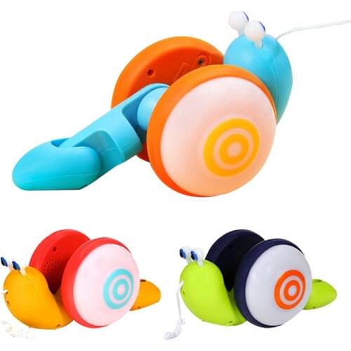 NEW Pull String Cartoon Snail Car toy Baby Learn to Crawl and Pull Toy with Light and Music Early Education Toys for Children