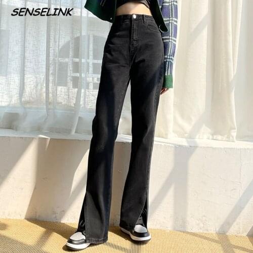 Korean Women Jeans Wide Leg Denim 2021 New Fashion Casual Trousers Clothing Streetwear Loose High Waist Clothes Jeans Women