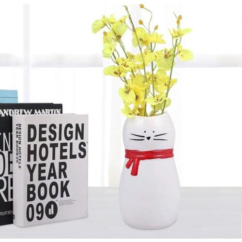 Creative New Products Ceramic Craft Cartoon Animal Cat Vase Decoration Home Adornment Living Room Bedroom Dried Flower Ornaments