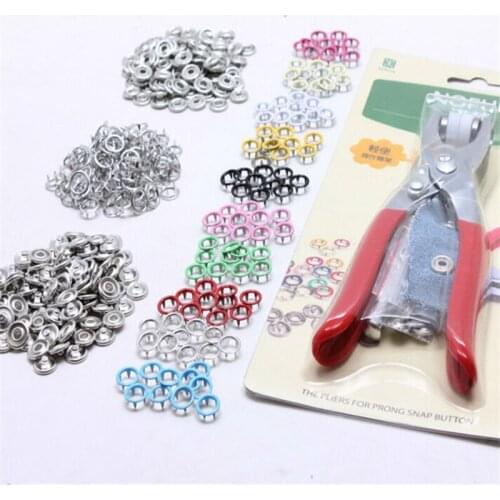Mixed 10 colors 10sets/color, 9.5 MM hollow color buckle metal five claws snap button + 1pcs snaps plier G1520