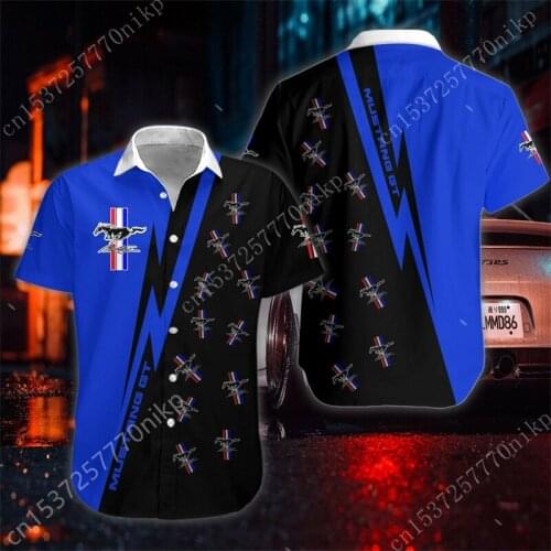 2021 New Mustang Brand Mens Shirt Harajuku Casual Mens Clothing 3D Anime Oversized T-shirt Top High Quality Button Cardigan