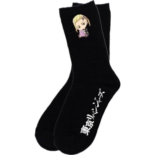 Tokyo Avengers Women Socks Cartoon Sock Woman Unisex Personality Cute Printing Soft Sox Black White Summer Korean Calcetines